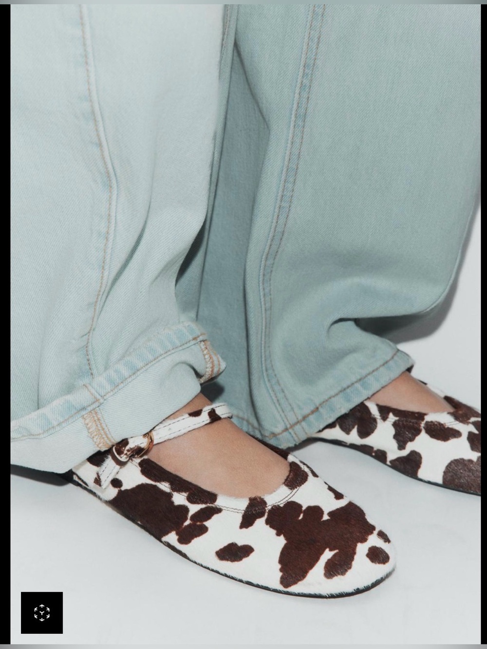 🔥🔥Zara printed leather ballerina flats 100% leather